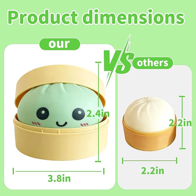 Dumpling Squishy Mystery Box, Super Soft Slow Rising TPR Tear-Resistant Smiley Face Dumpling Toy, Fidget Sensory Toys for Easter Basket Stuffers, Parties, Classroom Prizes Adults Kids (Green)