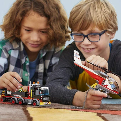 EGO City Heavy Cargo Transport 60183 Toy Truck Building Kit with Trailer, Toy Helicopter and Construction Minifigures for Creative Play (310 Pieces)