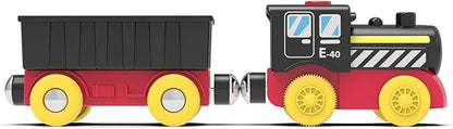 Battery Operated Locomotive Train, Magnetic Trains Toy for Wooden Tracks, Motorized Train Compatible with Thomas, Brio, Chuggington, Melissa & Doug
