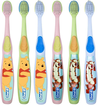 Oral-B Baby Manual Toothbrush, Pooh Characters, 0-3 Years Old, Extra Soft (Characters Vary) - Pack of 6