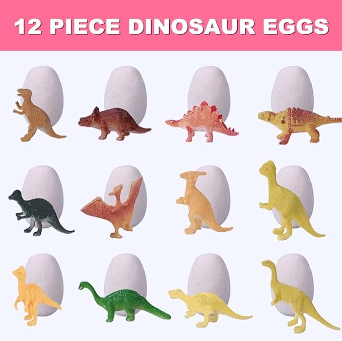Dino Eggs Dig Kit, 12 Pack Dinosaur Eggs Excavation Science Experiments Kits for Kids 4-12, Easter Basket / Stocking Stuffers, Toys for 3+ 4 5 6 7 8 9 10 Year Old Boys Girl