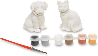 Melissa & Doug Created by Me! Pet Figurines Craft Kit (Resin Dog and Cat, 6 Paints, Paintbrush)