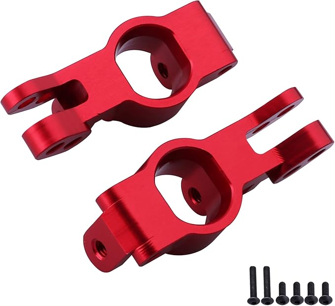 HobbyPark Aluminum Front and Rear Right Hub Assembly Set Steering Knuckles Blocks Stub Axle Carriers for 1/10 Redcat Blackout XTE XBE SC (Pro), Replace BS213-011 BS213-012 (Red)