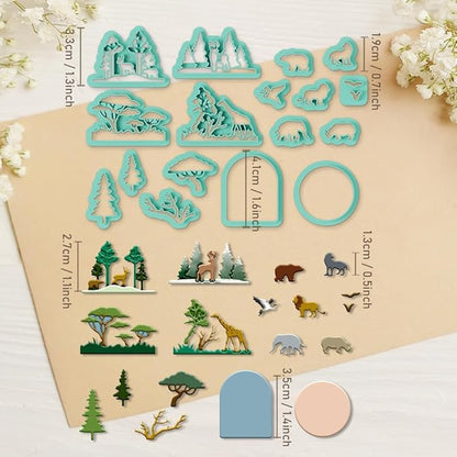 ORIGACH 17 Pcs Forest and Animals Polymer Clay Cutters Set Earring Clay Cutter DIY Craft Supplies for Earring and Jewelry Making