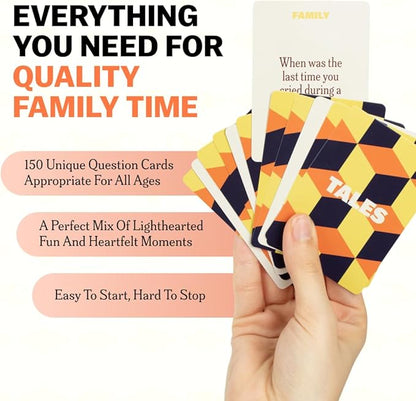 TALES Family Edition 150 Conversation Cards for Family Game Night, Adults, Teens, and Kids, Family Dinners, and Gatherings, Prompts for Meaningful Connections
