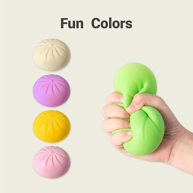 Dumpling Squishy, Mystery Squishy Dumpling Box, Fidget Toys Adults & Teens, Easter Basket Stuffers, Stocking Stuffers, Sensory Stress Ball Squeeze Toys for Stress Relief (Deep Purple)