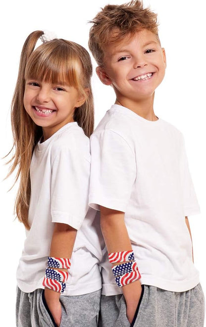 ArtCreativity Patriotic Slap Bracelets for Kids, Set of 12, Stars and Stripes Slap Wrist Bands, July 4th Party Favors for Kids, Red, White, and Blue Accessories for Memorial and Veterans Day