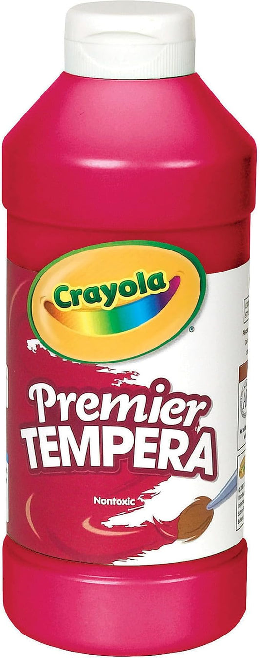 Crayola Premier Tempera Paint For Kids - Red (16oz), Kids Classroom Supplies, Great For Arts & Crafts, Non Toxic, Easy Squeeze Bottle
