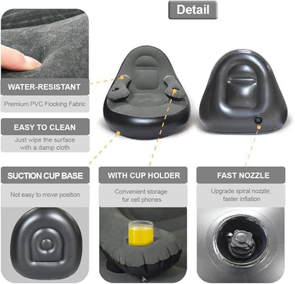 Set of 2 Inflatable Armrest Lounge Chair with Ottoman,Hand Pump,Eye Mask,Earplugs-Portable Blow Up Sofa,Air Chaise Lounge,Ideal Loveseat Set for Family Movie Night,Couple,Gaming,Party,Camping,Garden