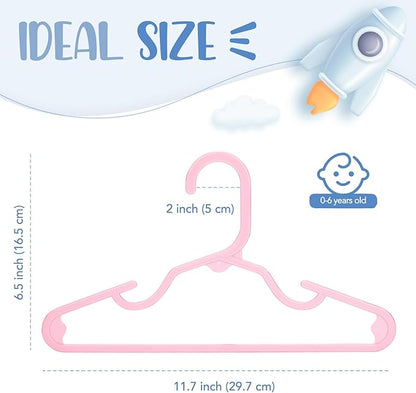 HOUSE DAY Plastic Baby Hangers for Closet 20 Pack, Durable Plastic Kids Hangers for Baby Clothes, Thin & Compact Childrens Hangers, Space Saving Pink Baby Hangers, Small Hangers for Kids Clothes