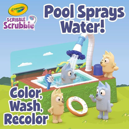 Crayola Scribble Scrubbies Bluey Poolside Playset (4ct), Washable Bluey Toy Set for Kids, Essential Easter Basket Stuffers for Toddlers, Gifts for Girls & Boys, Ages 3+