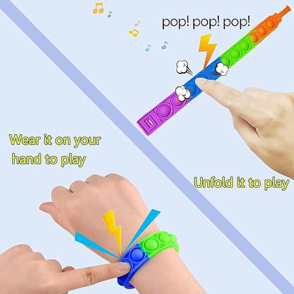 120 Pcs Random Pop Fidget Toy Fidget Bracelet, Sensory Toys，Mochi Squishies，Wearable Push Poping Bubble Sensory Toys Stress Relief Finger Press Silicone Wristband for Kids and AdultsADHDAutism Anxiety