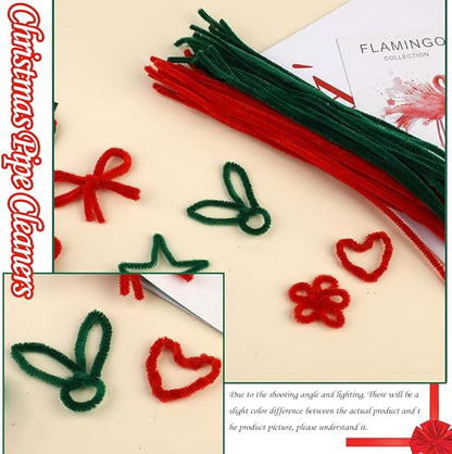 200 Pieces Christmas Pipe Cleaners, Craft Pipe Cleaners, Pipe Cleaners Chenille Stem, Pipe Cleaners Bulk,Art Pipe Cleaners for Creative Christmas Decoration Supplies Arts and Crafts Project