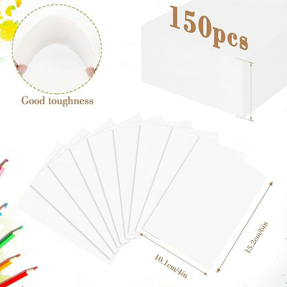 150PCS 4x6 Watercolor Paper Bulk, 140lb/300g Cold Press Thick Water Color Paper Pad for Child Adult, White Art Paper for Drawing Painting Markers Gouache, Textured Cotton Paper Sheets
