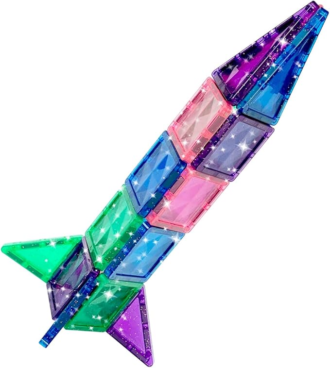 CreateOn Crayola Mini Magnetic PIP-Tiles, Building Set for Kids, Magnetic Building Easter Toys for Kids, STEM Travel Toys for Boys and Girls Ages 3+, 24-Piece Set (Glitter)