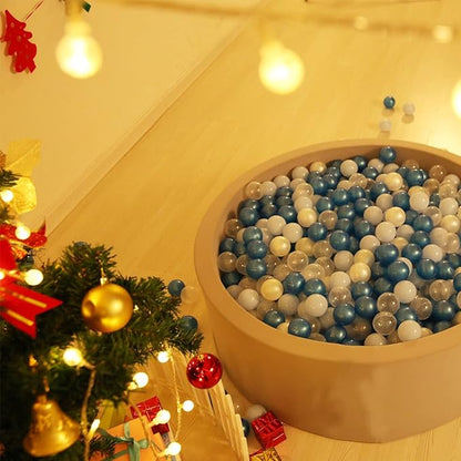 GOGOSO Ball Pit Balls - Phthalate BPA Free Non-Toxic Plastic Balls,Blue White Clear 100pcs 2.15inch Gift for Baby Shower, Birthday, DIY and Toddlers Play Party Decoration