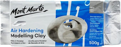 Mont Marte Grey Air Hardening Modeling Clay, 500g (1.1lb). Dries in Approximately 24 Hours. Suitable for Sculptors and Modelers of All Skill Levels.