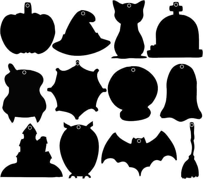 48 Pieces Halloween Scratch Crafts for Kids, DIY Rainbow Magic Scratch Paper, Bat Pumpkin Halloween Haunted House Arts and Crafts Ornaments Decoration for Halloween Activity Party Favor
