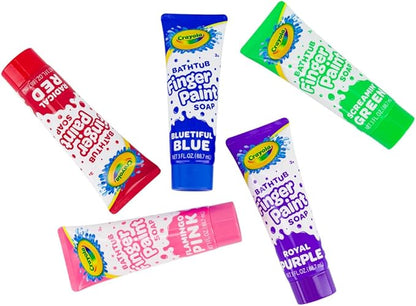 Crayola Bathtub Fingerpaint 5 Color Variety Pack, 3 Ounce Tubes (Bluetiful Blue, Screamin' Green, Radical Red, Flamingo Pink, Royal Purple) Color Your Bath Easily Washable Finger Paints