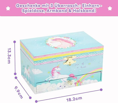Jewelkeeper Jewelry Box for Girls - Unicorn Music Box with Necklace and Bracelet Gift Set - Enchanting Unicorn Decor, Keepsake Storage, Durable Design for Accessories - Ideal Gift