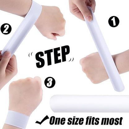 MCPINKY 64PCS Slap Bracelets White, Blank Snap Bands Party Slap Bracelets DIY Wrist Bands for Kids Birthday Party Favors School Crafts