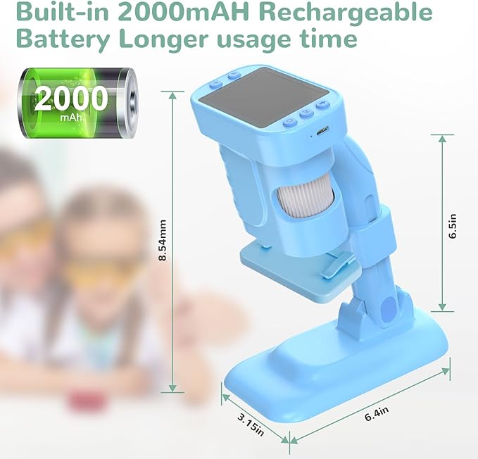 Kids Microscope - Mini Handheld Microscope for Kids, Portable Pocket Digital Microscope Toys for Girls Boys 4-12 Birthday Christmas Gifts