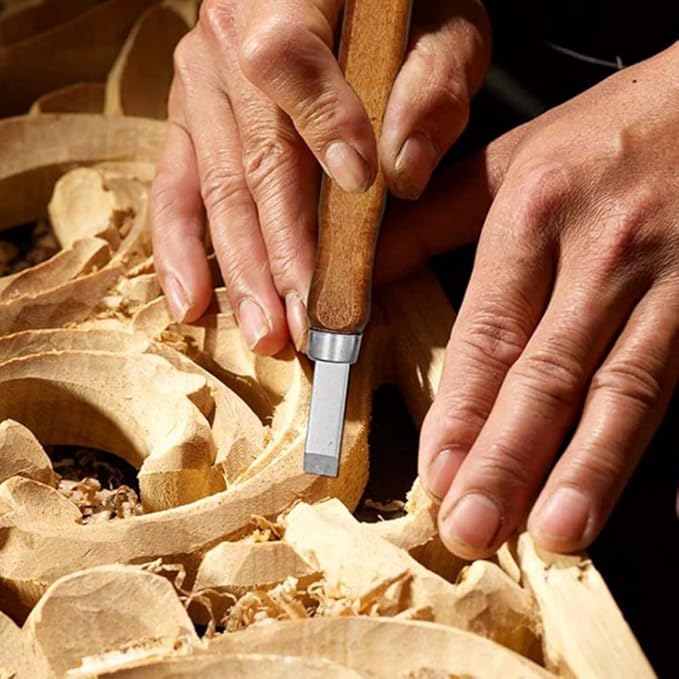 Wood Carving Tools Set, 12 PCS SK2 Carbon Steel Carving Chisels Knife Kit with Detail Wood Carving Knife, Hand Carving Tool for Beginners Kids Adult Soapstone Pumpkin Carpenter Experts DIY Sculpture