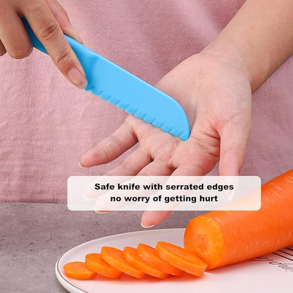 Kids Cutlery Set - Jawbush 9 Pcs Plastic Toddler Utensils Forks and Spoons with Knives for School Lunch Box Camping or Travel, Reusable Kids Silverware Set with Bright Colors, Dishwasher Safe