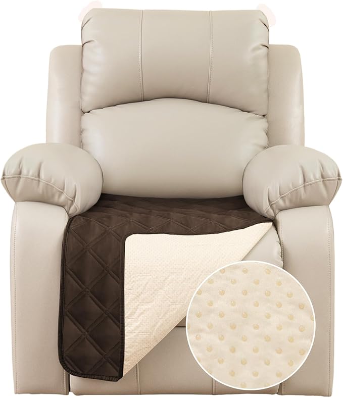 TOMORO Non-Slip Recliner Sofa Cover - 100% Waterproof Seat Recliner Chair Slipcover Furniture Protector, Washable Couch Cover for Dog and Kids, 23 x 38 inch Brown