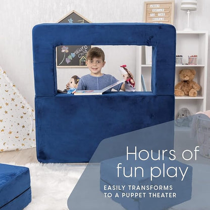 Milliard Kids Couch - Modular Kids Sofa for Toddler and Baby Playroom/Bedroom Furniture (Navy Blue) with Bonus Pillow