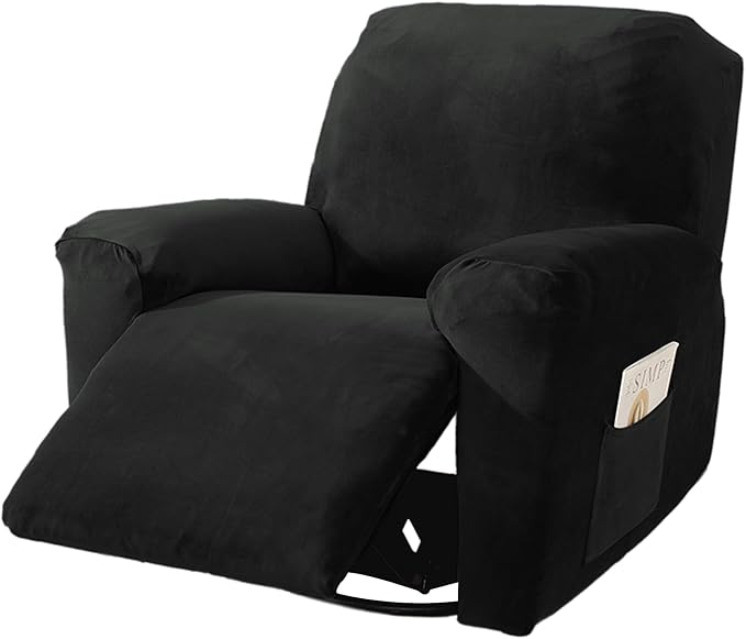 NORTHERN BROTHERS Stretchy Recliner Chair Covers, Velvet Recliner Covers, Lazy Boy Chair Cover (Dark Black Color, 1 Seat)