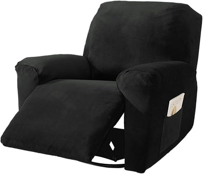NORTHERN BROTHERS Stretchy Recliner Chair Covers, Velvet Recliner Covers, Lazy Boy Chair Cover (Dark Black Color, 1 Seat)