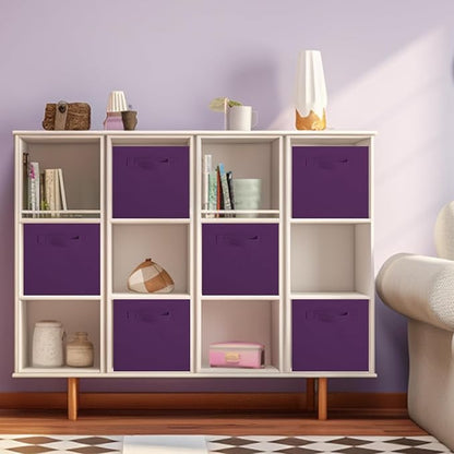 ShellKingdom Storage Bins, Foldable Fabric Storage Cubes And Cloth Storage Organizer Drawer For Closet And Toys Storage, 6 Pack (Purple)
