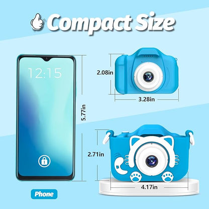 Goopow Kids Camera Toys for 3-8 Year Old Boys,Children Digital Video Camcorder Camera with Cartoon Soft Silicone Cover, Best Chritmas Birthday Festival Gift for Kids - 32G SD Card Included