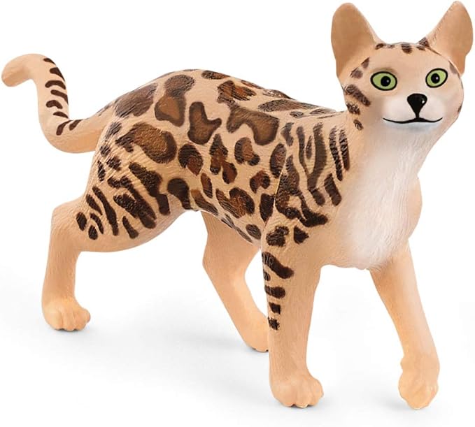 Schleich Farm World, Realistic Cute Cat Toys for Boys and Girls Ages 3 and Above, Bengal Cat Toy, 1 Count (Pack of 1)