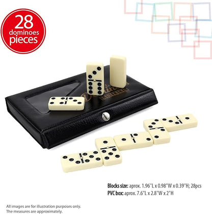 Premium Double 6 Dominoes Set, Classic Domino Game with Vinyl Case, Jumbo Tiles for Adults & Kids, Mexican Train & Family Game Night
