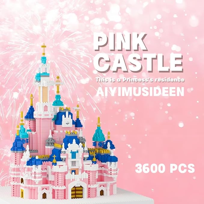 Pink Castle Mini Micro Building Blocks Set Perfect for Girls Age 8-12 Includes Building Blocks SETS ARCHITECTURE, HOME ALONE Building Blocks SET,Architecture Building Blocks sets(3600PCS)