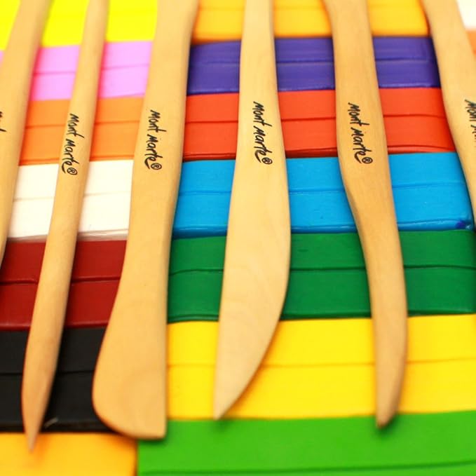 Mont Marte Boxwood Mini Clay Modeling Tools 10 Piece. Set of Double Ended Pieces Providing 20 Tools. Suitable for Cutting, Carving and Smoothing