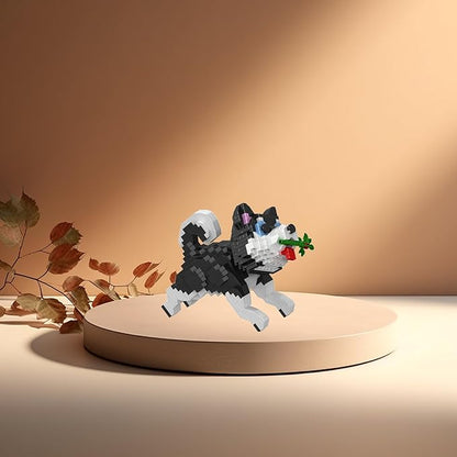 Cute Animal Building Blocks, Pet Micro Mini Building Blocks for Adults and Kids Age 6+ Gift Toy 1002 Pcs (Black Husky)