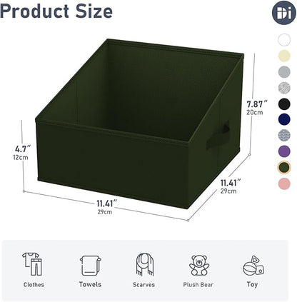 DIMJ Closet Storage Bins 12 Pack - Fabric Storage Baskets for Shelves, Collapsible Clothes Organizer with Handles, Trapezoid Shelf Organization Storage Cubes for Purse, Toys, Books, Towel, Clothes