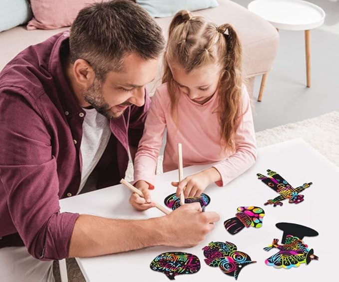 Hohomark Thanksgiving Scratch Off Cards - 24PCS Thanksgiving Crafts for Kids DIY Rainbow Scratch Paper for Thanksgiving Party Thanksgiving Arts and Crafts for Kids