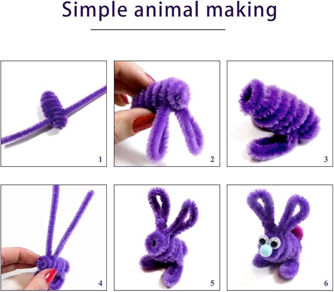 100 Pieces Pipe Cleaners Chenille Stem, Solid Color Pipe Cleaners Set for Pipe Cleaners DIY Arts Crafts Decorations, Chenille Stems Pipe Cleaners (Purple)