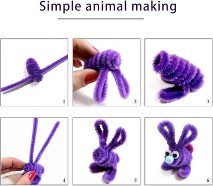100 Pieces Pipe Cleaners Chenille Stem, Solid Color Pipe Cleaners Set for Pipe Cleaners DIY Arts Crafts Decorations, Chenille Stems Pipe Cleaners (Purple)