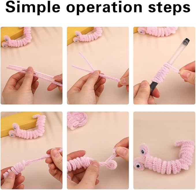 100 Pieces Pipe Cleaners Chenille Stem, Solid Color Pipe Cleaners Set for Pipe Cleaners DIY Arts Crafts Decorations, Chenille Stems Pipe Cleaners (Light Pink)