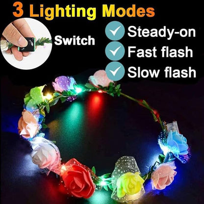 106 Pack New Years Eve Glow in the Dark Party Supplies-100 Glow Sticks Bulk Party Pack and 6 LED Flower Crowns Headbands Light Up Party Favors for Adult Kids New Years Birthday Party Accessories