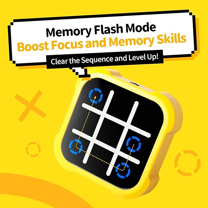 Handheld Electric Puzzle Game Console - Tic Tac Toe Game Educational Road Trip Activities for Kids - Board Games, Juegos para Niños - Ideal Birthday for Kids and Adults