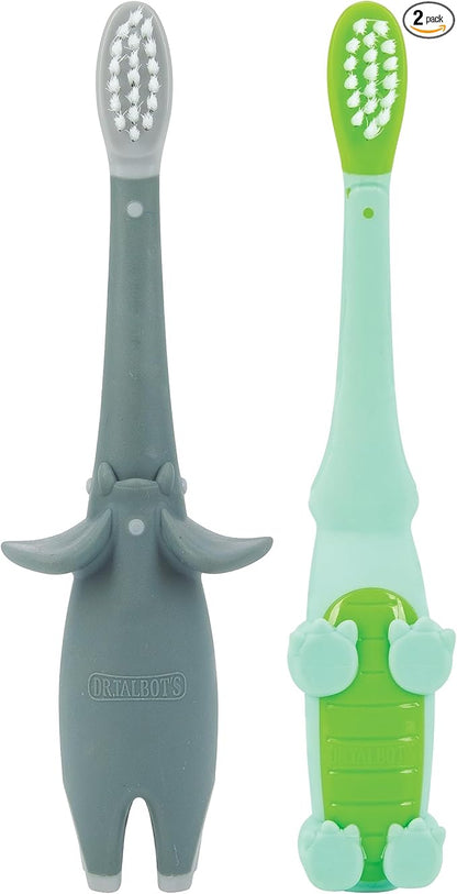 Dr. Talbot's Toddler Training Toothbrush for Kids - (2-Pack) - 6+ Months - Alligator/Elephant