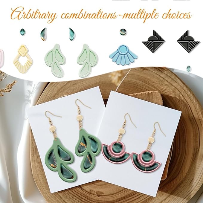 ORIGACH 25 Pcs Gemstone Shaped Polymer Clay Cutters Set Earring Clay Cutter DIY Craft Supplies for Earring and Jewelry Making