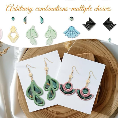 ORIGACH 25 Pcs Gemstone Shaped Polymer Clay Cutters Set Earring Clay Cutter DIY Craft Supplies for Earring and Jewelry Making