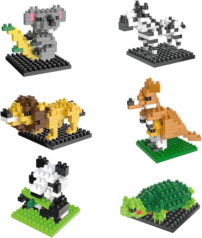 FUN LITTLE TOYS Party Favor for Kids, Mini Animals Building Blocks Sets Goodie Bags Stuffers for Kid, Small Toy Prizes, 12Pack Birthday Party Favor Valentines Gifts for Kids Class Prize